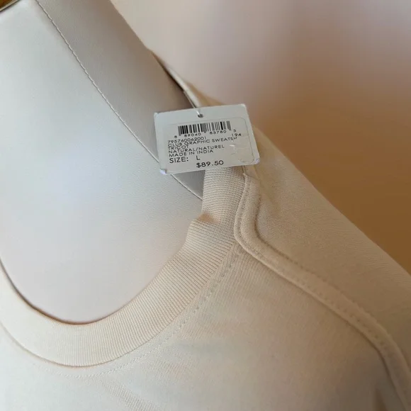 Club Monaco Monaco Graphic Sweatshirt Cream Women’s L / Men’s M Unisex NWT - Picture 2 of 10